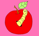 Dibujo Manzana con gusano pintado por rafesa