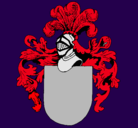 Dibujo Escudo de armas y casco pintado por derta