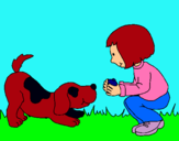 Dibujo Niña y perro jugando pintado por mariateresa