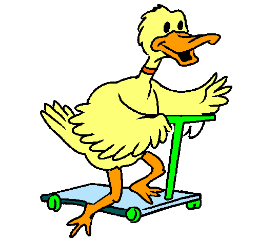 Pato en patinete