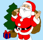 Dibujo Santa Claus y un árbol de navidad pintado por manusanmi