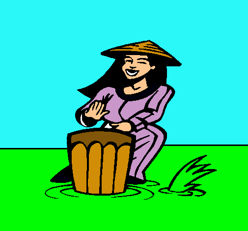 Mujer tocando el bongó