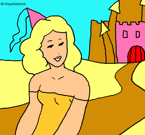 Dibujo Princesa y castillo pintado por perenquen