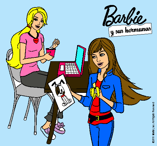 Barbie y su hermana merendando