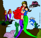 Dibujo Barbie sirena y la reina sirena pintado por Pardo-I