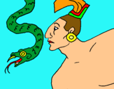 Dibujo Serpiente y guerrero pintado por holaaaa