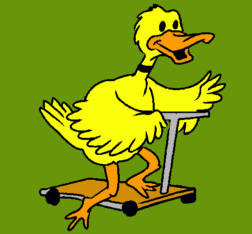 Pato en patinete