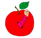 Dibujo Manzana con gusano pintado por holoa 