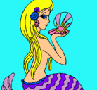 Dibujo Sirena y perla pintado por luluzita