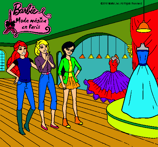 Barbie mirando vestidos