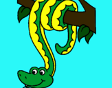 Dibujo Serpiente colgada de un árbol pintado por anajackson