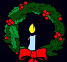 Dibujo Corona de navidad y una vela pintado por manusanmi