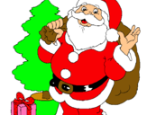 Dibujo Santa Claus y un árbol de navidad pintado por sunai