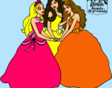 Dibujo Barbie y sus amigas princesas pintado por sydney