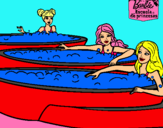 Dibujo Barbie y sus amigas en el jacuzzi pintado por sunai