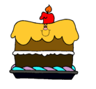 Dibujo Pastel de cumpleaños pintado por tarta