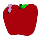 Dibujo Gusano en la fruta pintado por pepitas