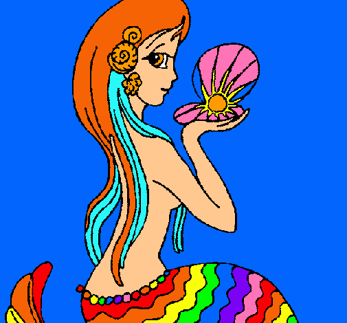 Dibujo Sirena y perla pintado por Noarrr