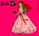 Dibujo Barbie vestida de novia pintado por chaina