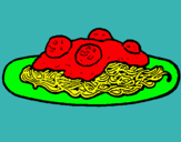 Dibujo Espaguetis con carne pintado por acosta
