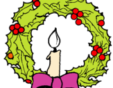 Dibujo Corona de navidad y una vela pintado por SaraMinguez