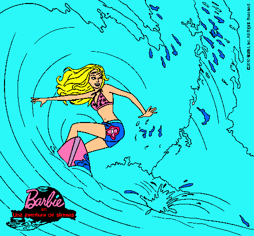 Barbie practicando surf