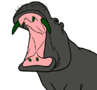Dibujo Hipopótamo con la boca abierta pintado por hipopotamos