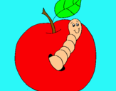 Dibujo Manzana con gusano pintado por AnabellaGo