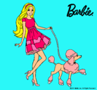 Dibujo Barbie paseando a su mascota pintado por zipi