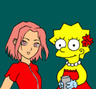 Dibujo Sakura y Lisa pintado por manusanmi
