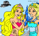 Dibujo Barbie se despiede de la reina sirena pintado por salvadoras