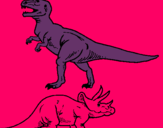 Dibujo Triceratops y tiranosaurios rex pintado por TYJHNVJGB