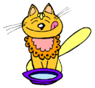 Dibujo Gato comiendo pintado por mierdn