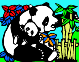 Dibujo Mama panda pintado por pandita1