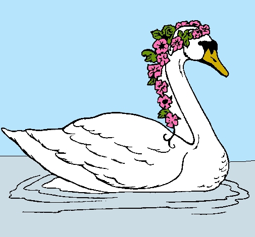 Cisne con flores