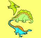Dibujo Tres clases de dinosaurios pintado por dogui