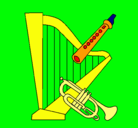 Dibujo Arpa, flauta y trompeta pintado por milocamilo