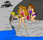 Dibujo Barbie y sus amigas sentadas pintado por _amanda20_