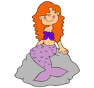 Dibujo Sirena sentada en una roca pintado por onomatopeya