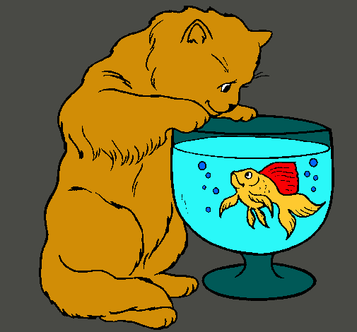 Dibujo Gato mirando al pez pintado por xavi-7