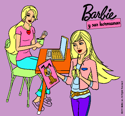 Barbie y su hermana merendando