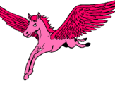 Dibujo Pegaso al vuelo pintado por unicornio