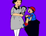 Dibujo Enfermera y niño pintado por enfre