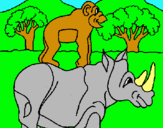 Dibujo Rinoceronte y mono pintado por kATHLEEN8