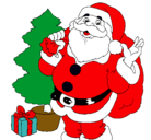 Dibujo Santa Claus y un árbol de navidad pintado por atziri