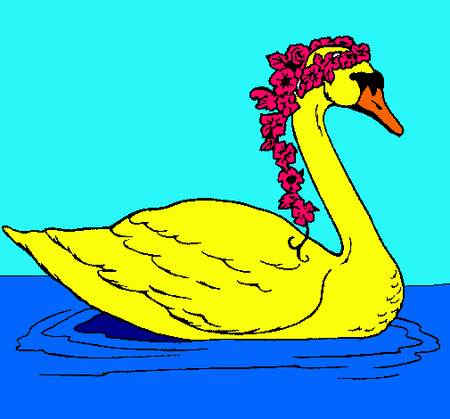 Cisne con flores