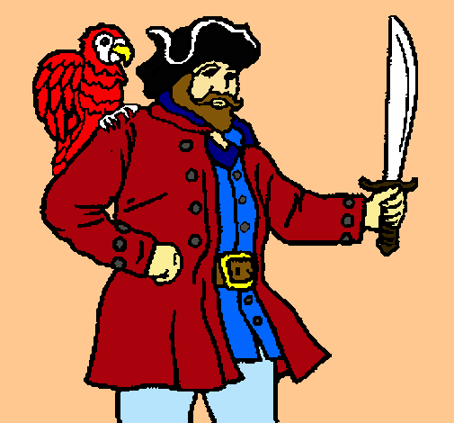 Dibujo Pirata con un loro pintado por Gerardo222