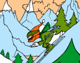 Dibujo Esquiador pintado por APHI