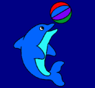 Dibujo Delfín jugando con una pelota pintado por dolphin