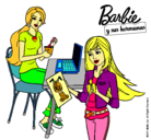Dibujo Barbie y su hermana merendando pintado por Jadecita